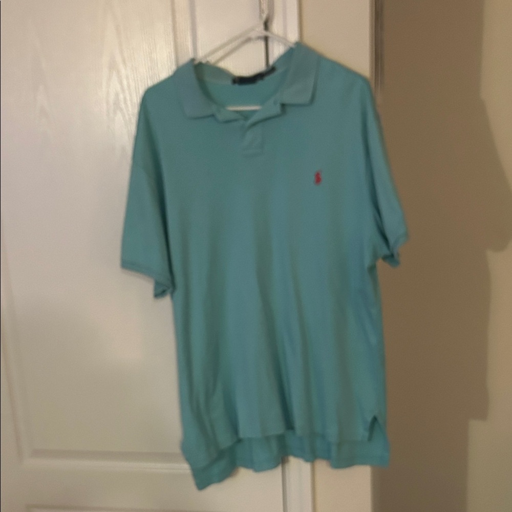 Polo Ralph Lauren Custom Fit Mesh Polo Shirt Aqua Blue XL